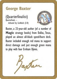 1996 George Baxter Biography Card [World Championship Decks] MTG Single Magic: The Gathering  | Multizone: Comics And Games