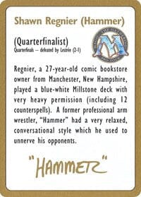 1996 Shawn "Hammer" Regnier Biography Card [World Championship Decks] MTG Single Magic: The Gathering  | Multizone: Comics And Games