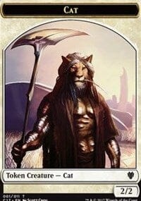 Cat (001) // Cat Warrior (008) Double-sided Token [Commander 2017 Tokens] MTG Single Magic: The Gathering  | Multizone: Comics And Games