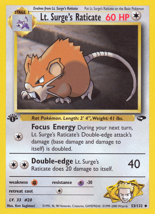 Lt. Surge's Raticate (53/132) [Gym Challenge 1st Edition] Pokemon Single Pokémon  | Multizone: Comics And Games