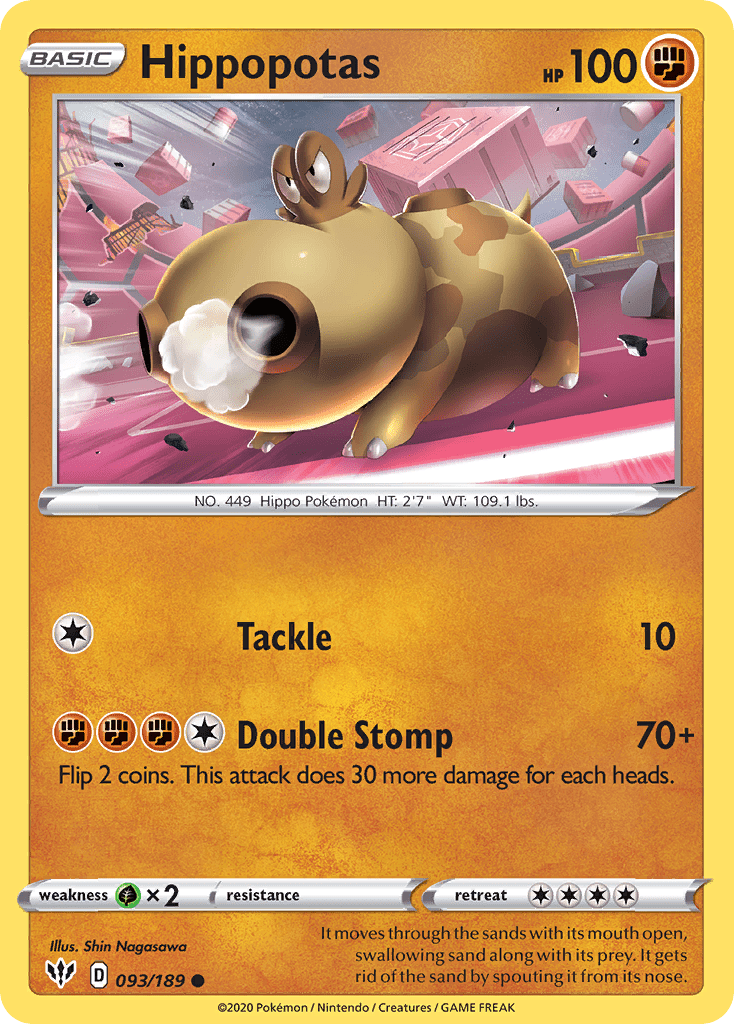 Hippopotas (093/189) [Sword & Shield: Darkness Ablaze] Pokemon Single Pokémon  | Multizone: Comics And Games