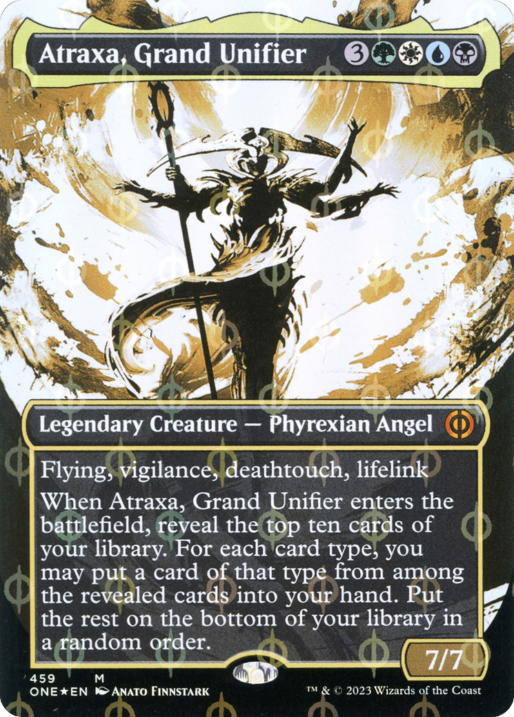 Atraxa, Grand Unifier (Borderless Ichor Step-and-Compleat Foil) [Phyrexia: All Will Be One] MTG Single Magic: The Gathering  | Multizone: Comics And Games
