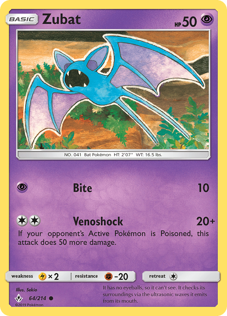 Zubat (64/214) [Sun & Moon: Unbroken Bonds] Pokemon Single Pokémon  | Multizone: Comics And Games