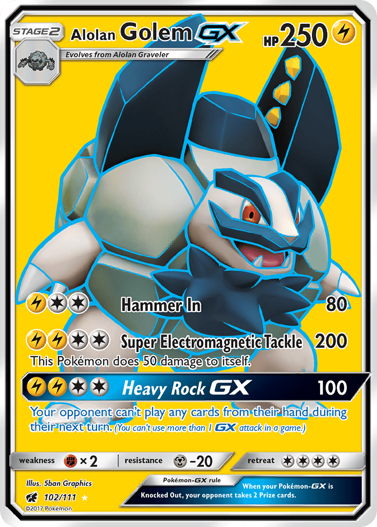 Alolan Golem GX (102/111) [Sun & Moon: Crimson Invasion] Pokemon Single Pokémon  | Multizone: Comics And Games