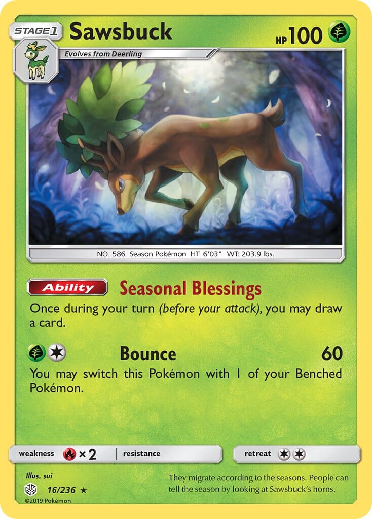 Sawsbuck (16/236) (Prerelease Kit Exclusive) (Theme Deck Exclusive) [Sun & Moon: Cosmic Eclipse] Pokemon Single Pokémon  | Multizone: Comics And Games