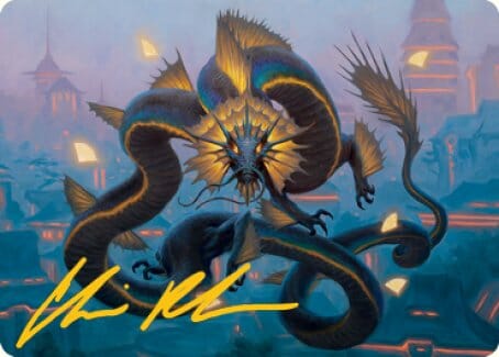 Ao, the Dawn Sky 1 Art Card (Gold-Stamped Signature) [Kamigawa: Neon Dynasty Art Series] MTG Single Magic: The Gathering  | Multizone: Comics And Games