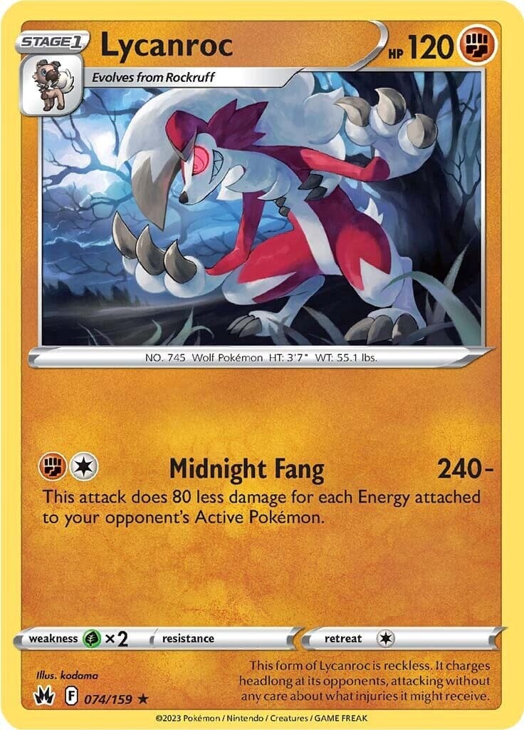 Lycanroc (074/159) [Sword & Shield: Crown Zenith] Pokemon Single Pokémon  | Multizone: Comics And Games
