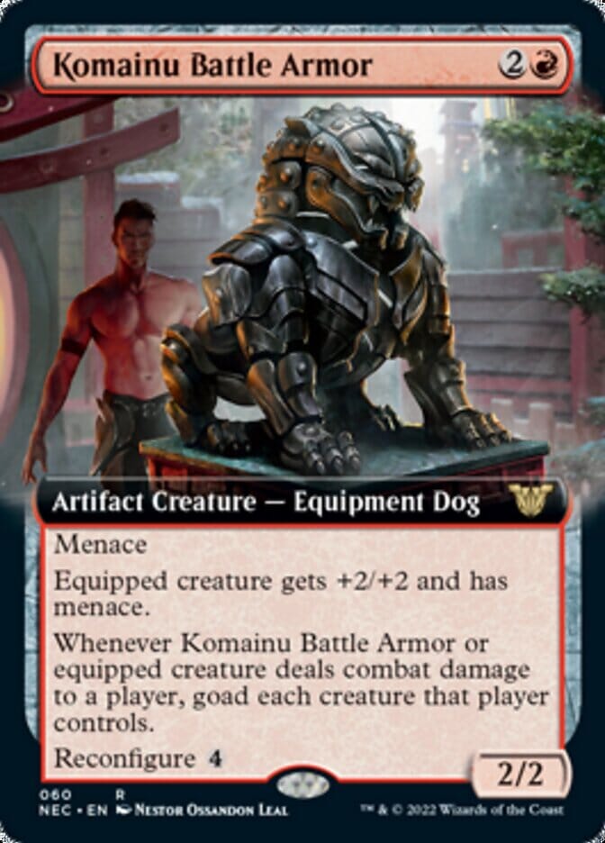 Komainu Battle Armor (Extended) [Kamigawa: Neon Dynasty Commander] MTG Single Magic: The Gathering  | Multizone: Comics And Games