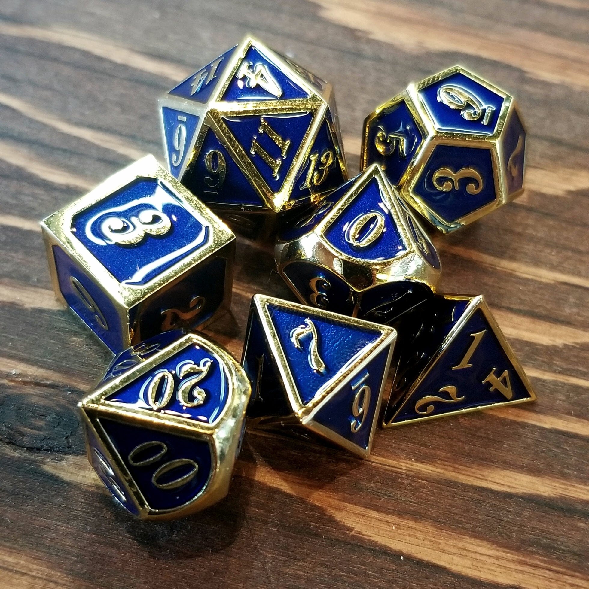 Blue Goldlined Metal Dice Dice The Forge  | Multizone: Comics And Games