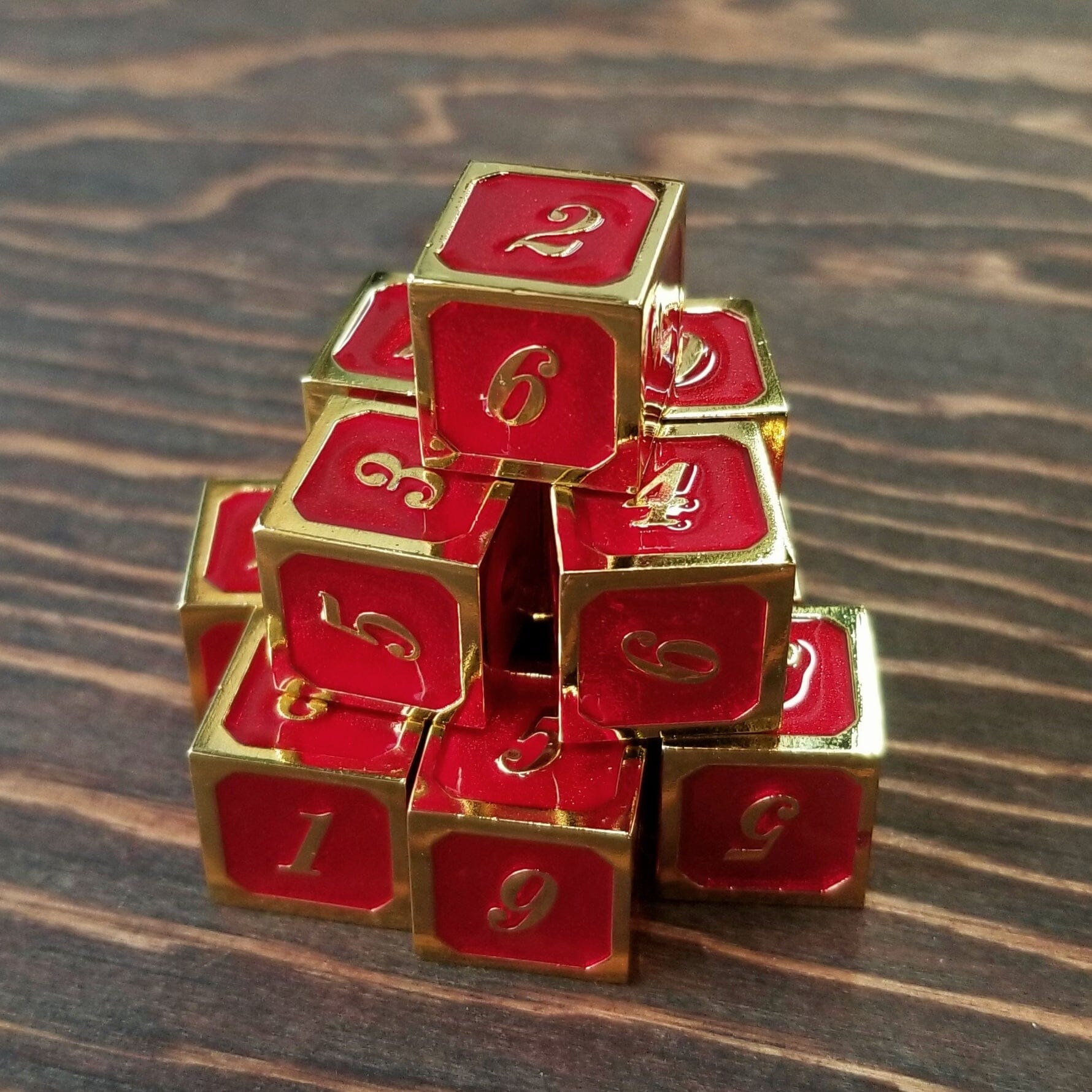 D6 Ruby GoldLined Metal Dice Dice The Forge  | Multizone: Comics And Games