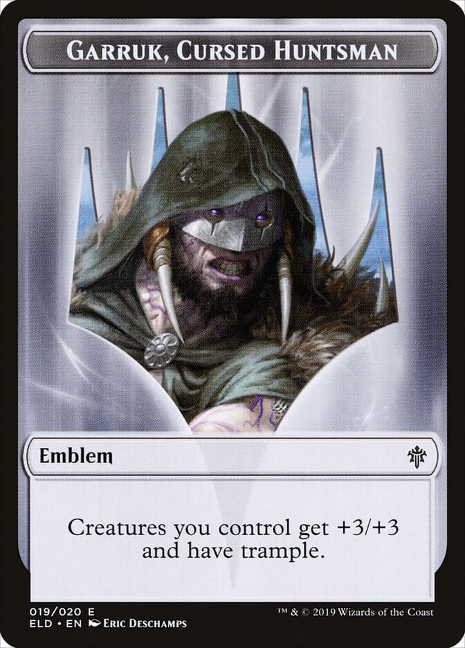Garruk, Cursed Huntsman Emblem [Throne of Eldraine Tokens] MTG Single Magic: The Gathering  | Multizone: Comics And Games