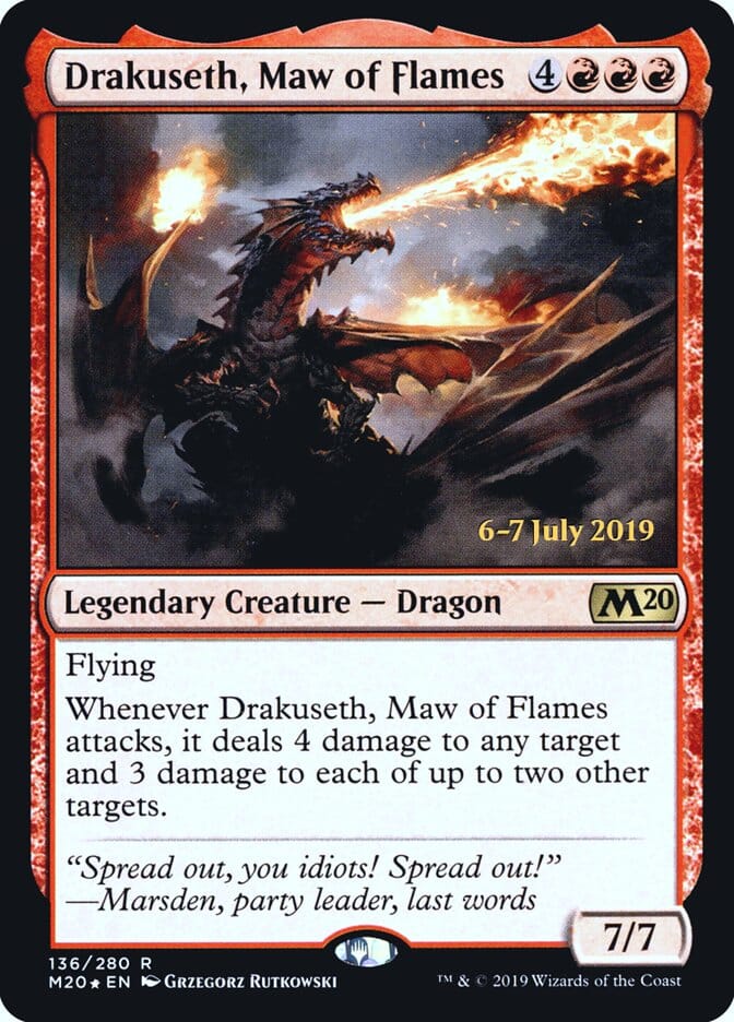 Drakuseth, Maw of Flames [Core Set 2020 Prerelease Promos] MTG Single Magic: The Gathering  | Multizone: Comics And Games
