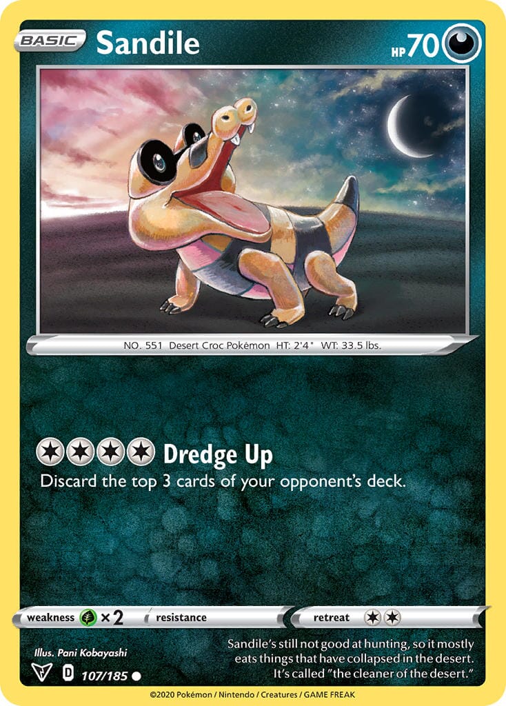 Sandile (107/185) [Sword & Shield: Vivid Voltage] Pokemon Single Pokémon  | Multizone: Comics And Games