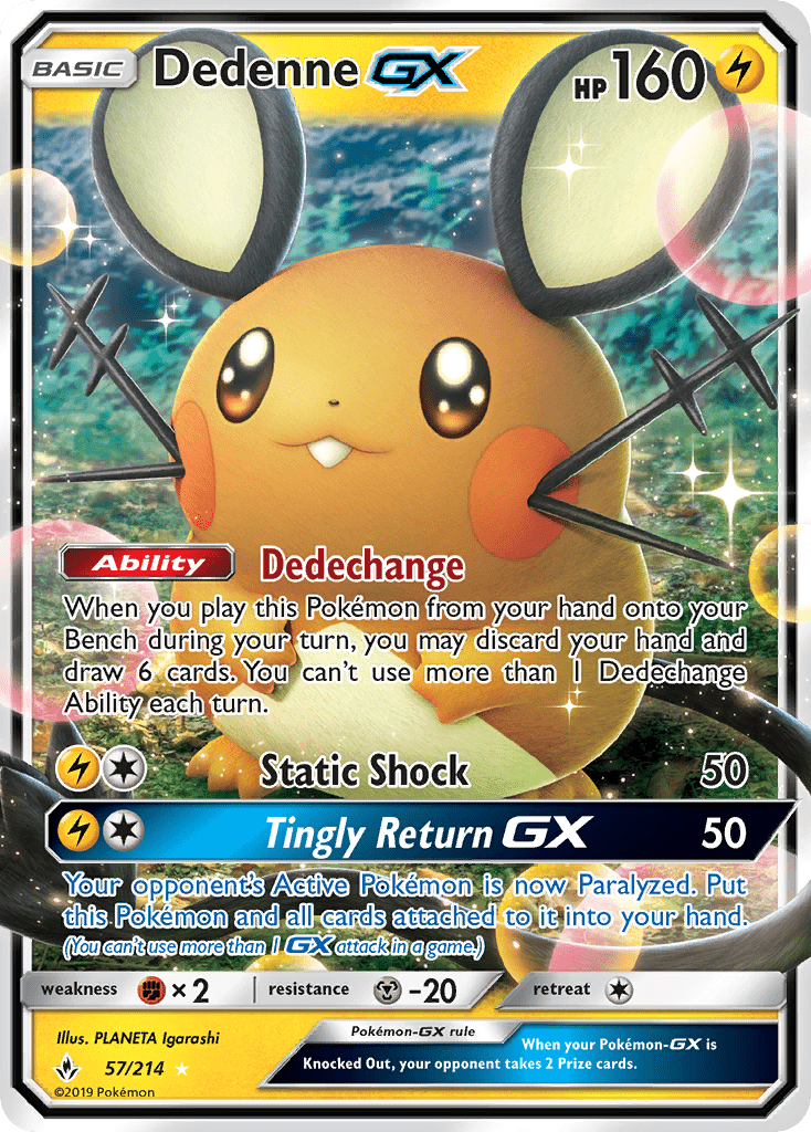 Dedenne GX (57/214) [Sun & Moon: Unbroken Bonds] Pokemon Single Pokémon  | Multizone: Comics And Games