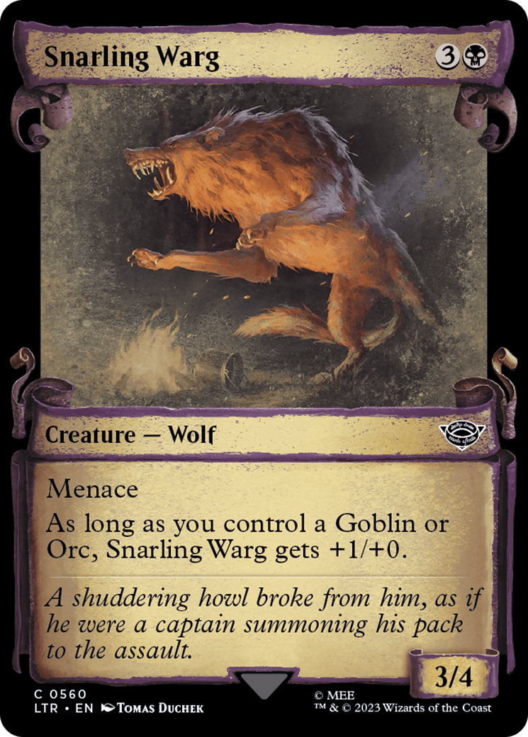 Snarling Warg [The Lord of the Rings: Tales of Middle-Earth Showcase Scrolls] MTG Single Magic: The Gathering  | Multizone: Comics And Games