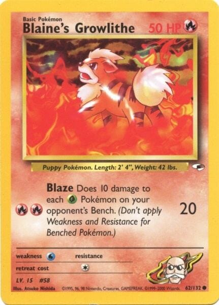 Blaine's Growlithe (62/132) [Gym Heroes Unlimited] Pokemon Single Pokémon  | Multizone: Comics And Games