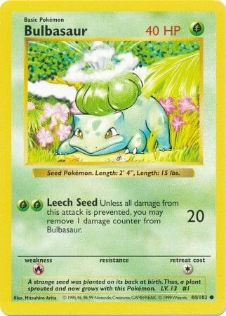 Bulbasaur (44/102) [Base Set Shadowless Unlimited] Pokemon Single Pokémon  | Multizone: Comics And Games