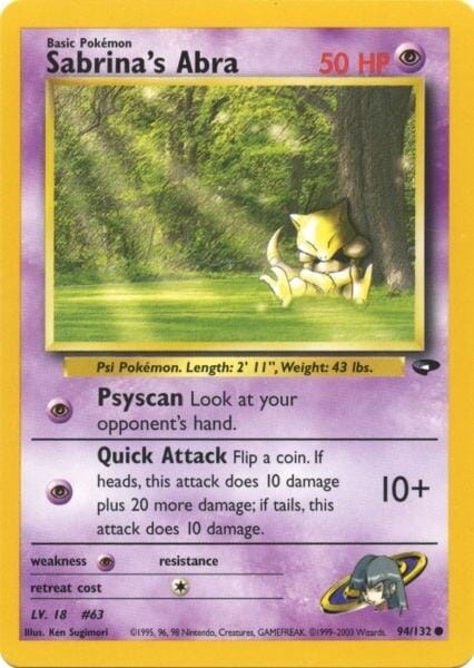 Sabrina's Abra (94/132) [Gym Challenge Unlimited] Pokemon Single Pokémon  | Multizone: Comics And Games