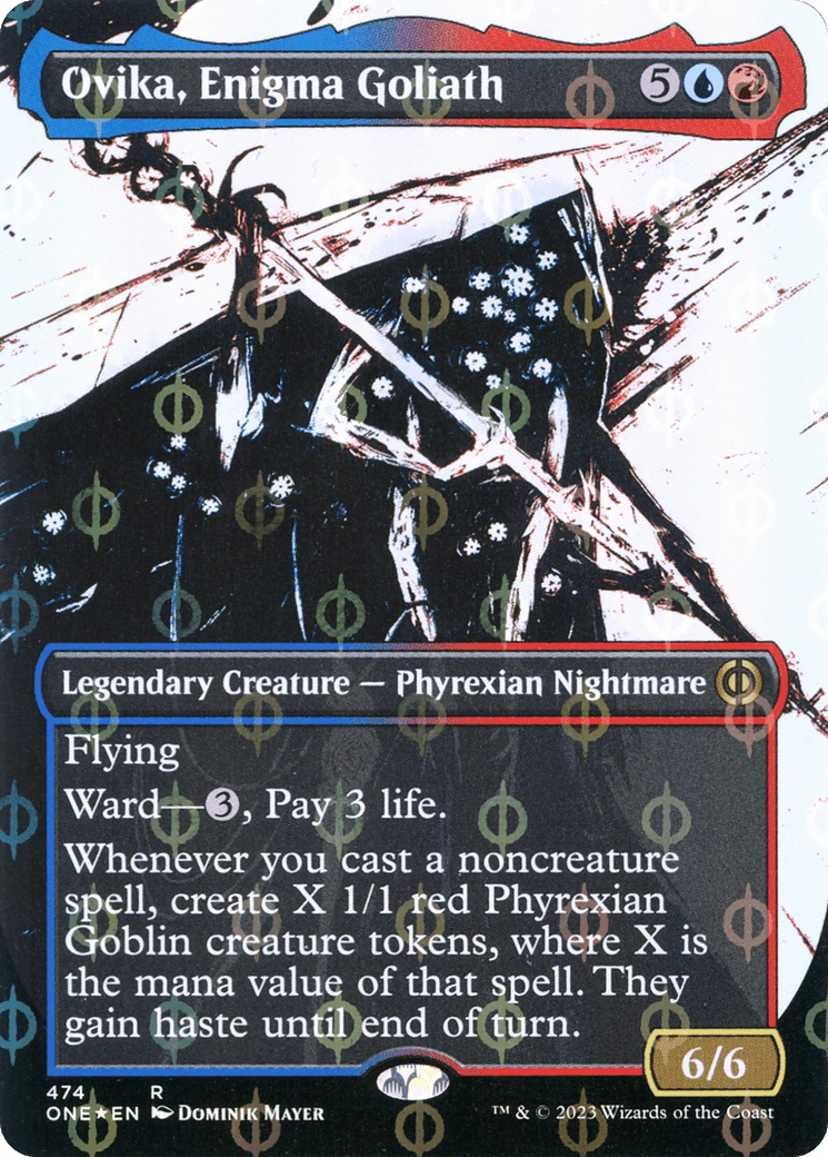 Ovika, Enigma Goliath (Borderless Ichor Step-and-Compleat Foil) [Phyrexia: All Will Be One] MTG Single Magic: The Gathering  | Multizone: Comics And Games