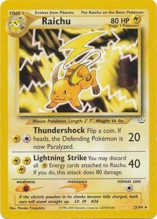 Raichu (21/64) [Neo Revelation Unlimited] Pokemon Single Pokémon  | Multizone: Comics And Games