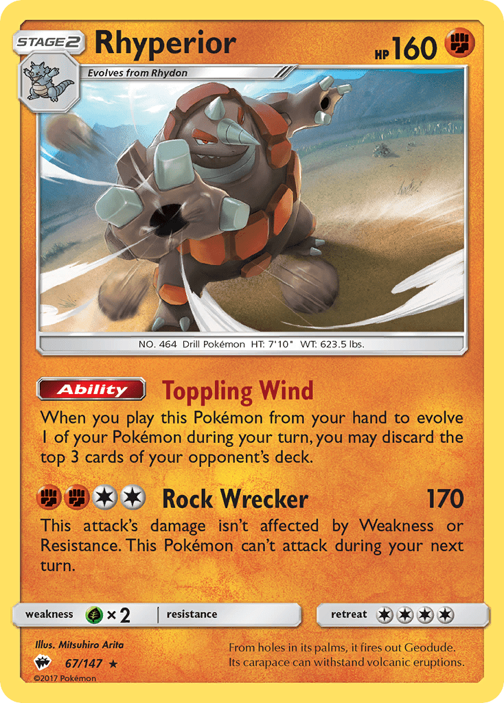 Rhyperior (67/147) [Sun & Moon: Burning Shadows] Pokemon Single Pokémon  | Multizone: Comics And Games