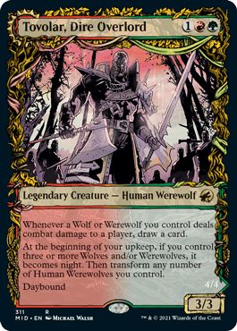 Tovolar, Dire Overlord // Tovolar, the Midnight Scourge (Showcase Equinox) [Innistrad: Midnight Hunt] MTG Single Magic: The Gathering  | Multizone: Comics And Games