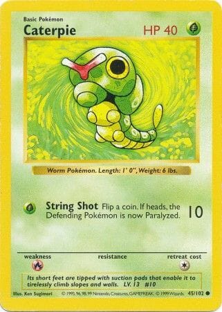 Caterpie (45/102) [Base Set Shadowless Unlimited] Pokemon Single Pokémon  | Multizone: Comics And Games