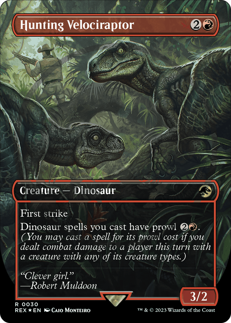 Hunting Velociraptor Emblem (Borderless) [Jurassic World Collection Tokens] MTG Single Magic: The Gathering  | Multizone: Comics And Games