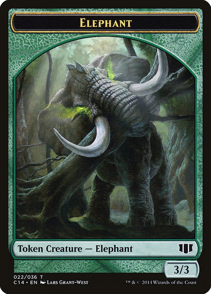 Elephant // Elf Warrior Double-sided Token [Commander 2014 Tokens] MTG Single Magic: The Gathering  | Multizone: Comics And Games