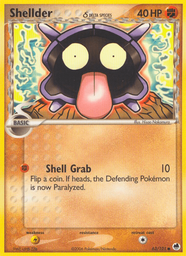 Shellder (63/101) (Delta Species) [EX: Dragon Frontiers] Pokemon Single Pokémon  | Multizone: Comics And Games