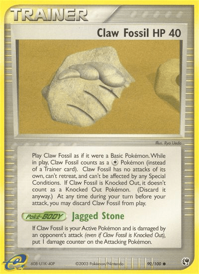 Claw Fossil (90/100) [EX: Sandstorm] Pokemon Single Pokémon  | Multizone: Comics And Games