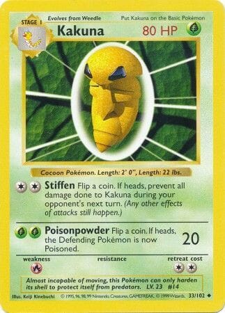 Kakuna (33/102) [Base Set Shadowless Unlimited] Pokemon Single Pokémon  | Multizone: Comics And Games