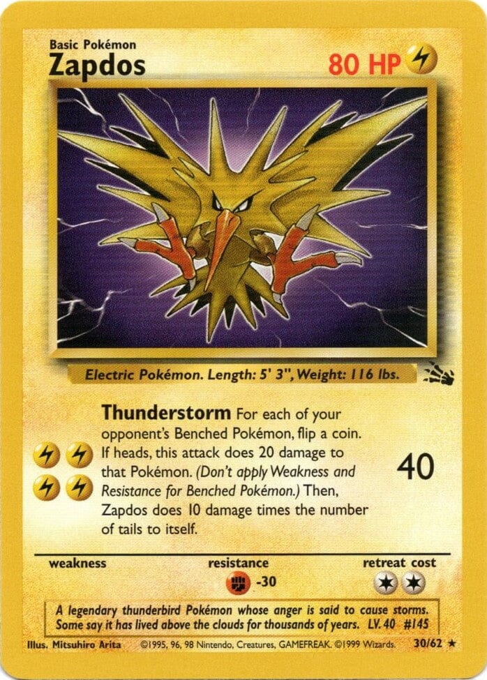 Zapdos (30/62) [Fossil Unlimited] Pokemon Single Pokémon  | Multizone: Comics And Games