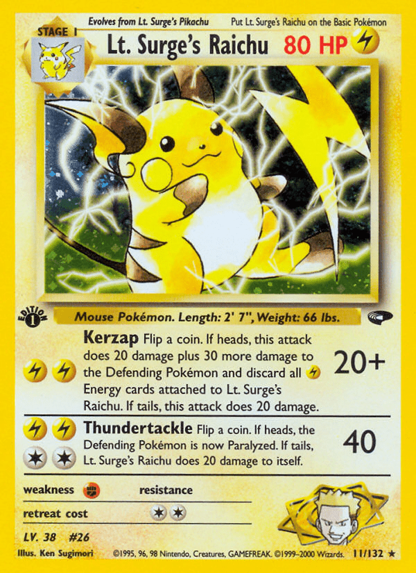 Lt. Surge's Raichu (11/132) [Gym Challenge 1st Edition] Pokemon Single Pokémon  | Multizone: Comics And Games