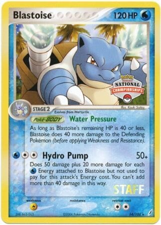 Blastoise (14/100) (National Championship Promo Staff) [EX: Crystal Guardians] Pokemon Single Pokémon  | Multizone: Comics And Games