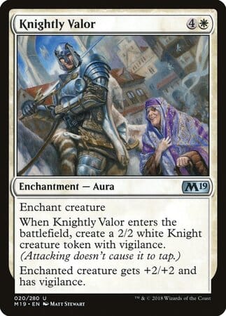 Knightly Valor [Core Set 2019] MTG Single Magic: The Gathering  | Multizone: Comics And Games