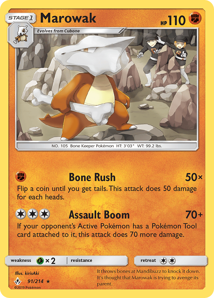 Marowak (91/214) [Sun & Moon: Unbroken Bonds] Pokemon Single Pokémon  | Multizone: Comics And Games