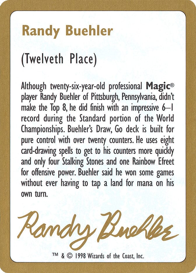 Randy Buehler Bio [World Championship Decks 1998] MTG Single Magic: The Gathering  | Multizone: Comics And Games