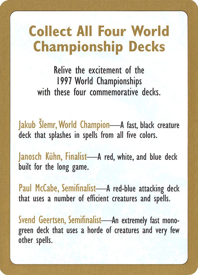 1997 World Championships Ad [World Championship Decks 1997] MTG Single Magic: The Gathering  | Multizone: Comics And Games