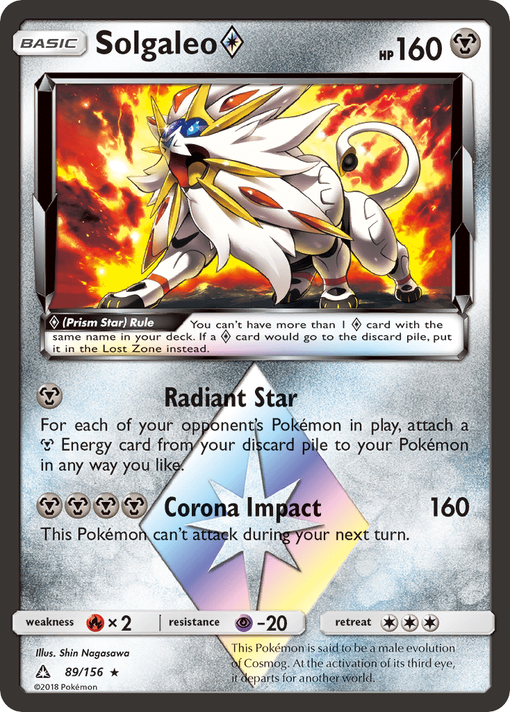 Solgaleo (89/156) (Prism Star) [Sun & Moon: Ultra Prism] Pokemon Single Pokémon  | Multizone: Comics And Games