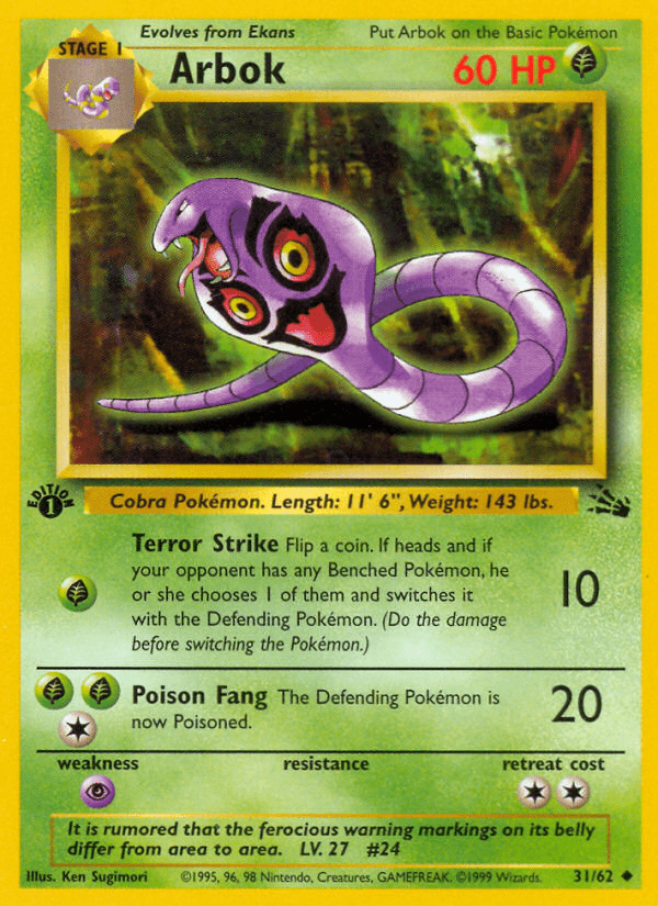 Arbok (31/62) [Fossil 1st Edition] Pokemon Single Pokémon  | Multizone: Comics And Games