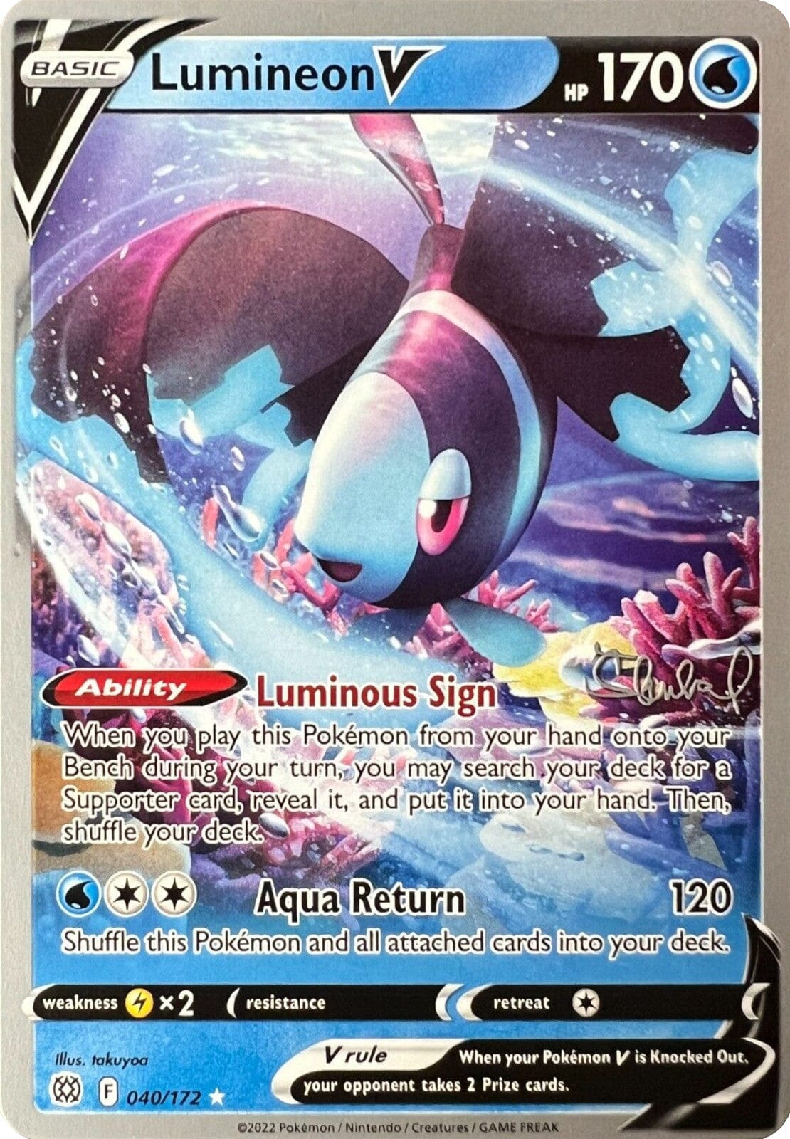 Lumineon V (040/172) (ADP - Ondrej Skubal) [World Championships 2022] Pokemon Single Pokémon  | Multizone: Comics And Games