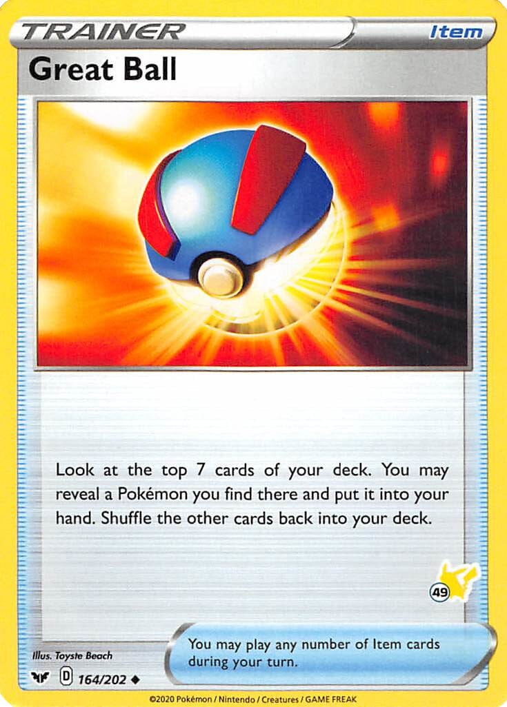 Great Ball (164/202) (Pikachu Stamp #49) [Battle Academy 2022] Pokemon Single Pokémon  | Multizone: Comics And Games