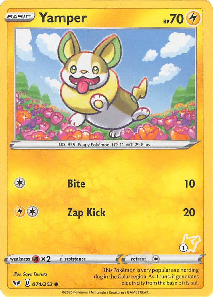 Yamper (074/202) (Pikachu Stamp #1) [Battle Academy 2022] Pokemon Single Pokémon  | Multizone: Comics And Games