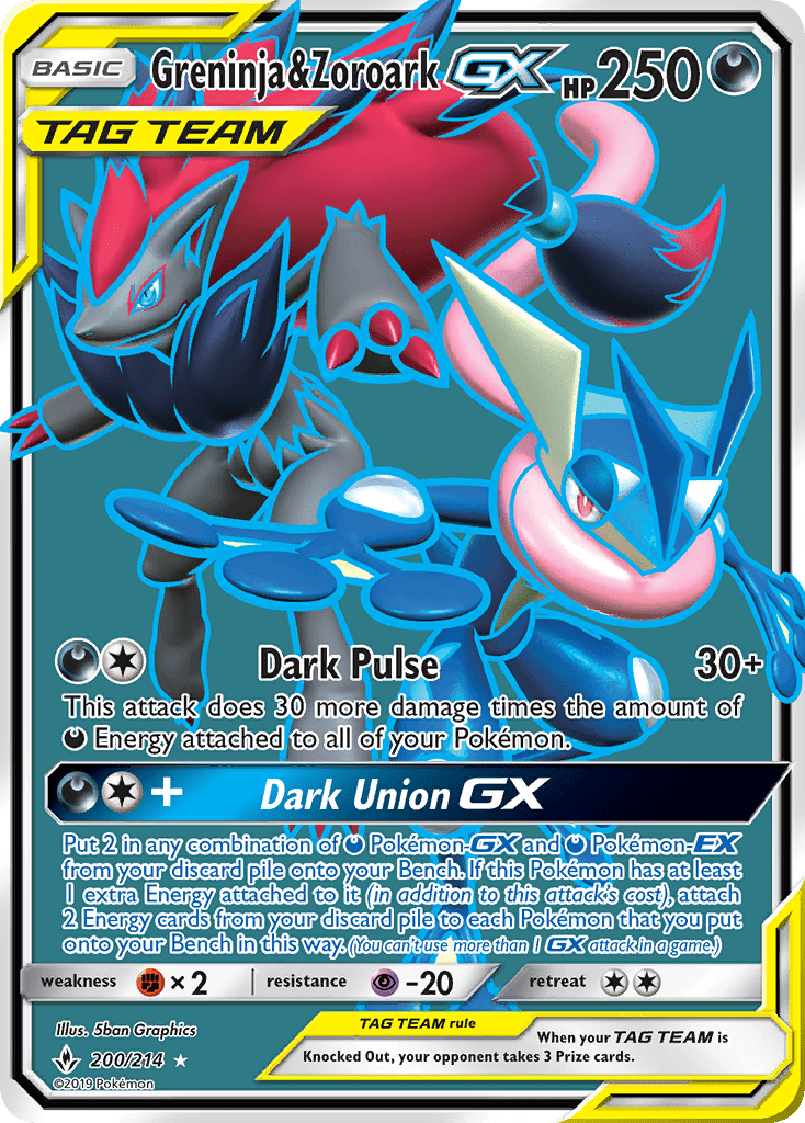 Greninja & Zoroark GX (200/214) [Sun & Moon: Unbroken Bonds] Pokemon Single Pokémon  | Multizone: Comics And Games