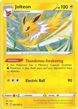 Jolteon (047/185) (Cosmos Holo) [Sword & Shield: Vivid Voltage] Pokemon Single Pokémon  | Multizone: Comics And Games