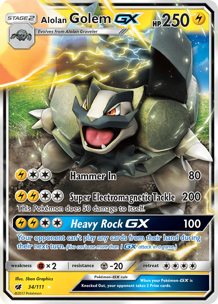 Alolan Golem GX (34/111) [Sun & Moon: Crimson Invasion] Pokemon Single Pokémon  | Multizone: Comics And Games