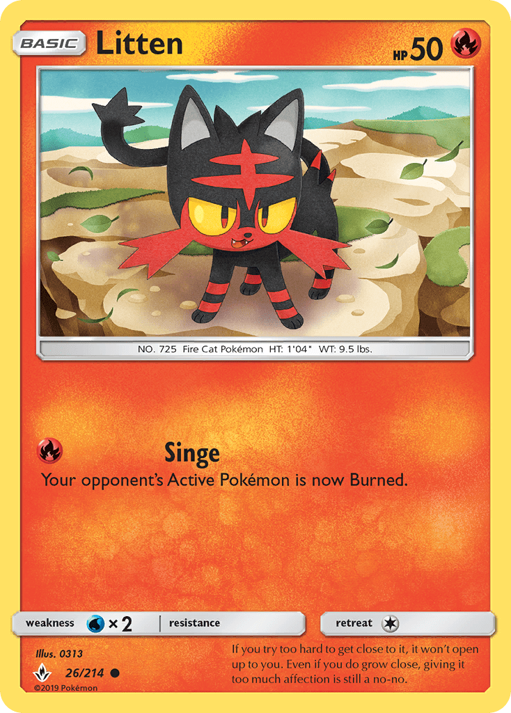 Litten (26/214) [Sun & Moon: Unbroken Bonds] Pokemon Single Pokémon  | Multizone: Comics And Games