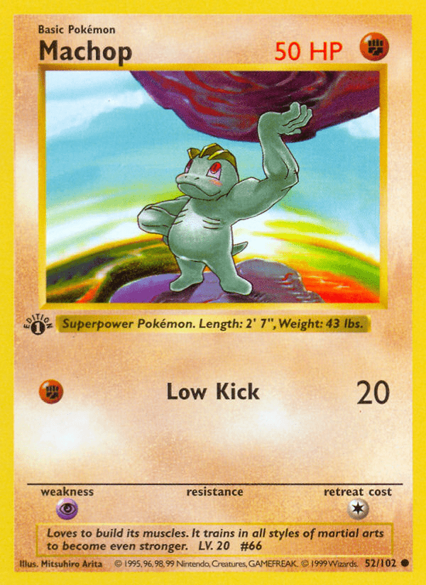 Machop (52/102) (Shadowless) [Base Set 1st Edition] Pokemon Single Pokémon  | Multizone: Comics And Games