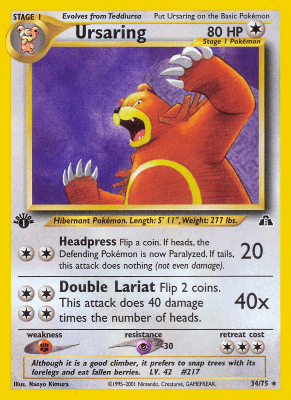 Ursaring (34/75) [Neo Discovery 1st Edition] Pokemon Single Pokémon  | Multizone: Comics And Games